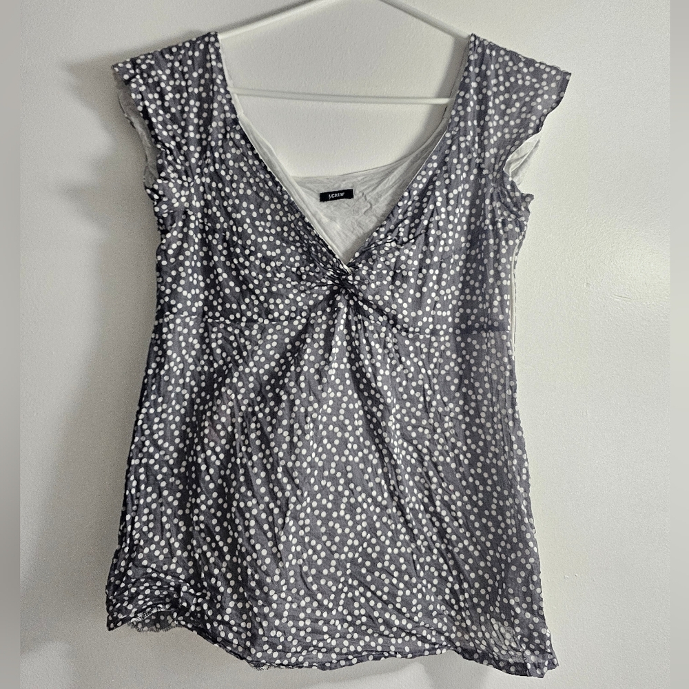 J.CREW Gray Polka Dot Women Top SIZE SMALL With Size Half Zipper